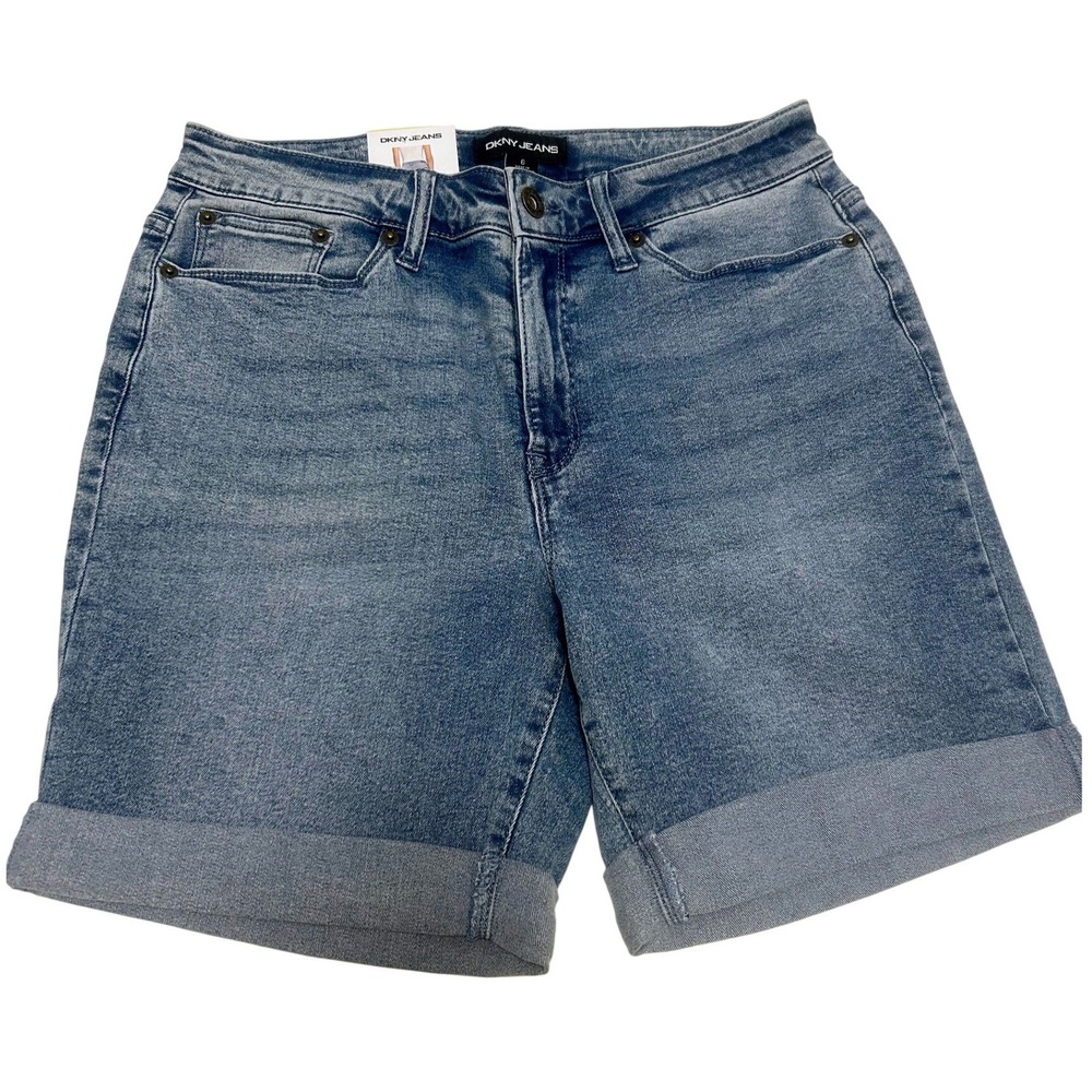 DKNY Jeans Womens Light Blue Cuffed Denim Shorts Size 6 NWT 1846183